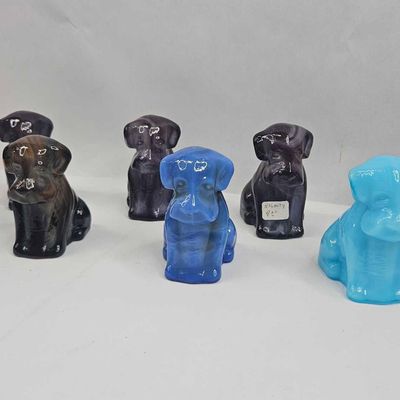Sale Photo Thumbnail #137: Collection Slag & Pressed Glass Dogs