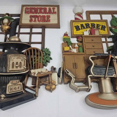 Sale Photo Thumbnail #207: Pair Burwood Store & Barber Plaques