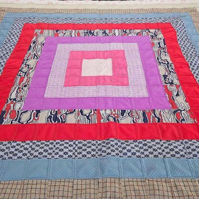 Sale Photo Thumbnail #182: Medallion Style Geometric Scrap Quilt