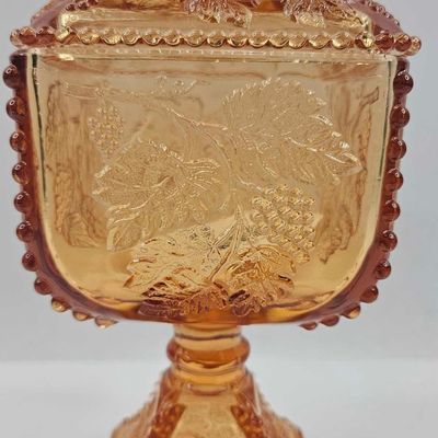 Sale Photo Thumbnail #76: Harvest Grape Carnival Glass Candy Dish