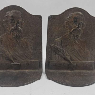 Sale Photo Thumbnail #159: Pair Cast Iron Longfellow Bookends