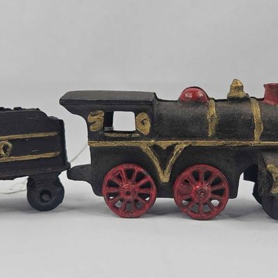 Sale Photo Thumbnail #55: Pair Cast Iron Locomotive & Tender