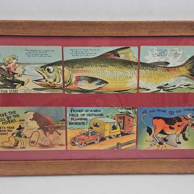 Sale Photo Thumbnail #176: Set 6 Humorous Postcards, Fish O/C