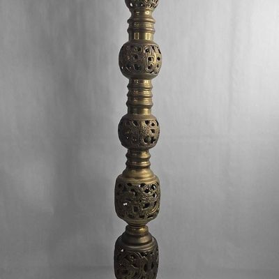 Sale Photo Thumbnail #82: Archaistic Pierced Brass Altar Candle