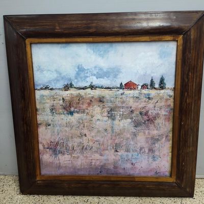 Sale Photo Thumbnail #194: Angelini Mixed Media Rural Barn Scene