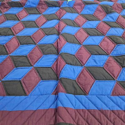 Sale Photo Thumbnail #70: Tumbling Blocks Handmade Quilt