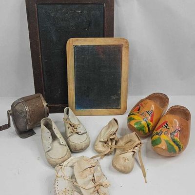 Sale Photo Thumbnail #191: School Slates, Sharpener & Shoes