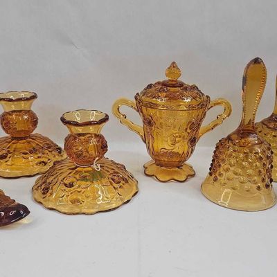 Sale Photo Thumbnail #200: Amber Pressed Glass Tableware