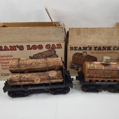 Sale Photo Thumbnail #239: Pair Jim Beam Railway Porc. Decanters
