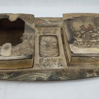 Sale Photo Thumbnail #250: Japanese Metal Smoking Set & Tray