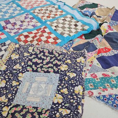 Sale Photo Thumbnail #259: Set 3 Cotton Quilt Tops