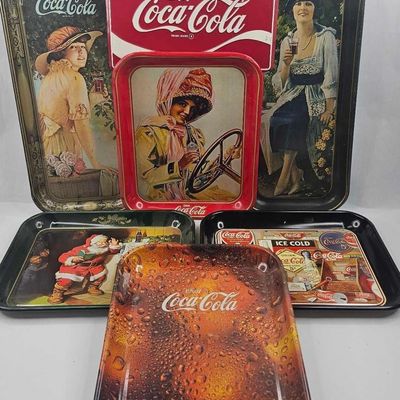 Sale Photo Thumbnail #35: Coca-Cola Commemorative Trays & Sign