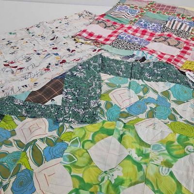 Sale Photo Thumbnail #261: Set 3 Mid-C. Cotton Patchwork Quilts