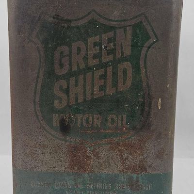 Sale Photo Thumbnail #88: Green Shield Motor Oil 2-Gallon Tin