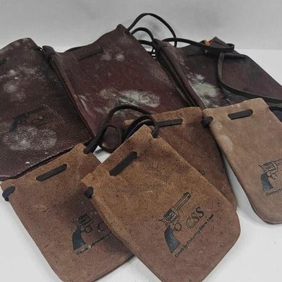 Sale Photo Thumbnail #436: Set 6 Cowboy Leather Shooting Pouches