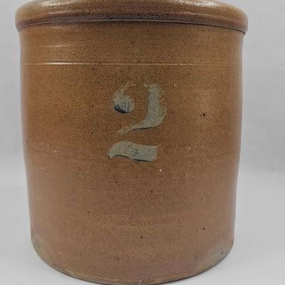 Sale Photo Thumbnail #3: Salt Glazed Stoneware Storage Crock