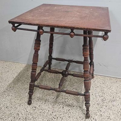Sale Photo Thumbnail #129: Victorian Oak Stick & Ball Parlor Table
