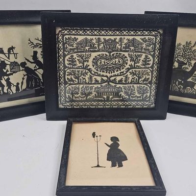 Sale Photo Thumbnail #175: Set 4 Silhouettes & Scherenschnitte