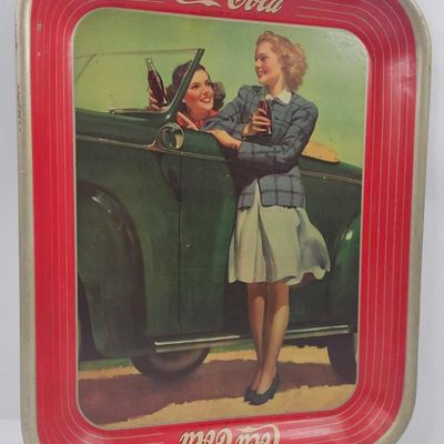 Sale Photo Thumbnail #34: Coca-Cola Roadster Girls Tin Tray