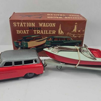 Sale Photo Thumbnail #60: Japanese Tin Station Wagon w/ Trailer
