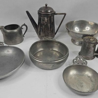 Sale Photo Thumbnail #485: Set American Pewter & Silver Plate