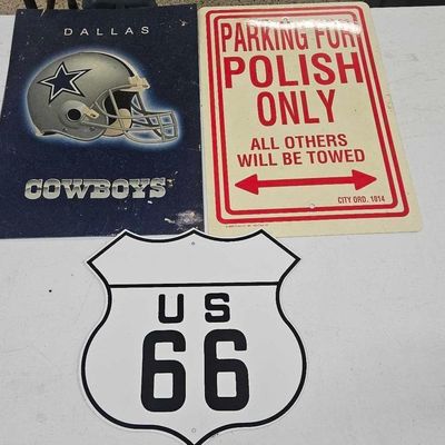 Sale Photo Thumbnail #493: Set 4 Dallas Cowboys & Rte 66 Tin Signs