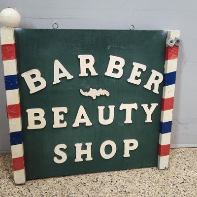 Sale Photo Thumbnail #206: Wooden Barber & Beauty Shop Sign