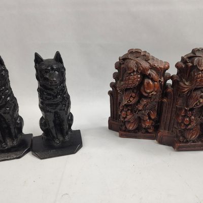 Sale Photo Thumbnail #320: Set 4 Iron & Molded Fruit Bookends