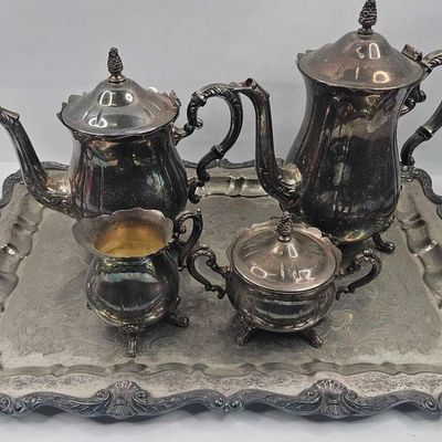 Sale Photo Thumbnail #28: Leonard Silver Plate Coffee & Tea Set