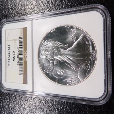 1987 NGC MS69 AMERICAN SILVER EAGLE DOLLAR