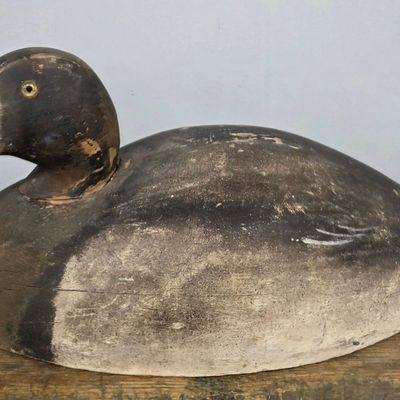 Sale Photo Thumbnail #143: Signed WH Norris Bluebill Hen Duck Decoy