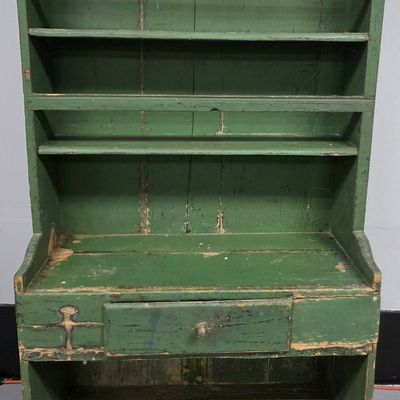 Sale Photo Thumbnail #68: 1850s Fine Green Painted Peweter Cupboard