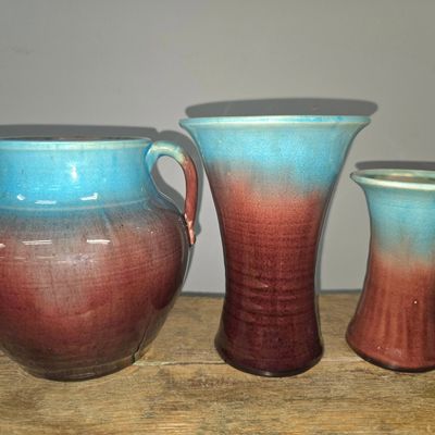 Sale Photo Thumbnail #268: 1940s Pisgah Forest Pottery Lot of 3 Chinese Blue
