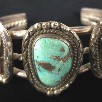 Sale Photo Thumbnail #36: Native American Old Pawn Coral-Turquoise Bracelet