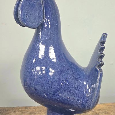 Sale Photo Thumbnail #209: Edwin Meaders Cobalt Folk Pottery Rooster