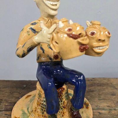 Sale Photo Thumbnail #224: Rare Billy Ray Hussey Figural "I Love Face Jugs"