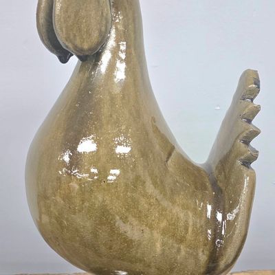 Sale Photo Thumbnail #208: 1990 Edwin Meaders Green Alkaline Glazed Rooster