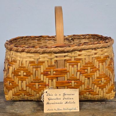 Sale Photo Thumbnail #21: Signed Cherokee Native American Hand Woven Basket