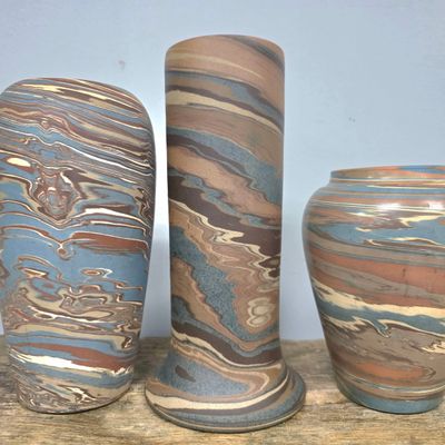 Sale Photo Thumbnail #7: Niloak Swirl Pottery Vase Lot of 3