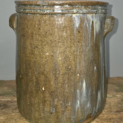 Sale Photo Thumbnail #116: Early Alabama Lug Handled Crock W/ Rutile