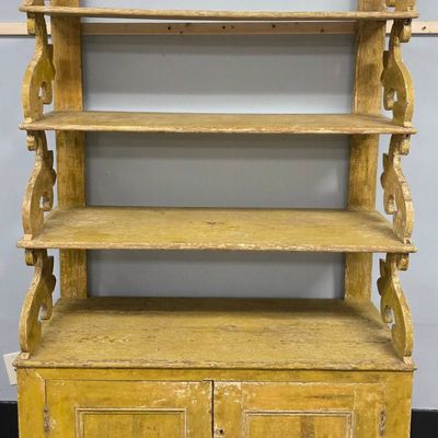 Sale Photo Thumbnail #56: Yellow Painted Pine 1860-80s Shelf Cupboard