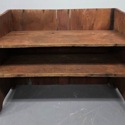 Sale Photo Thumbnail #78: Fine 1860-80s Primitive Red Painted Bucket Shelf