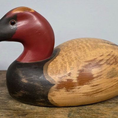 Sale Photo Thumbnail #144: Signed N.J. Schulte 1981 Canvasback Drake Decoy