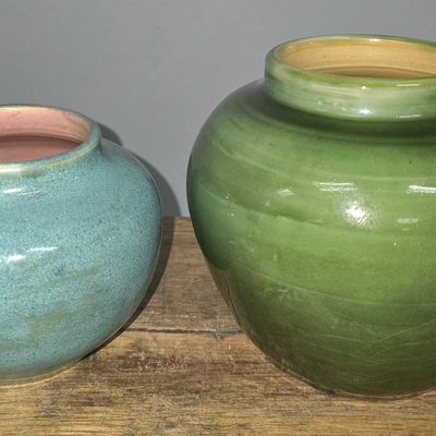Sale Photo Thumbnail #264: Early Pisgah Forest Vase Lot (Forest Green & Blue)