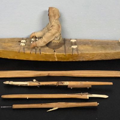 Sale Photo Thumbnail #19: 19th Century Carved Inuit Kayak Hunter