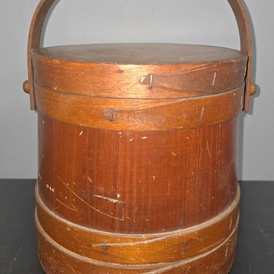 Sale Photo Thumbnail #121: Primitive Firkin Wooden Bucket