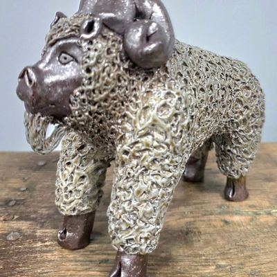 Sale Photo Thumbnail #222: Owens Pottery - Billy Ray Hussey Ram Figural