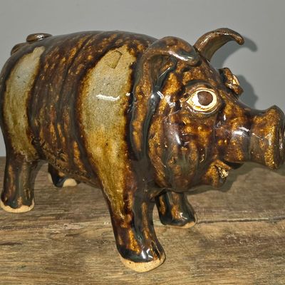 Sale Photo Thumbnail #215: 2021 Clint Alderman Folk Pottery Pig