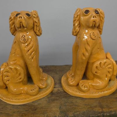 Sale Photo Thumbnail #229: Pair of Billy Ray Hussey #3 Statforshire Dogs