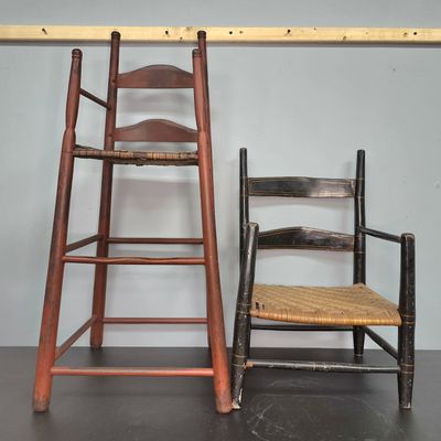 Sale Photo Thumbnail #99: Fine Early Child High Chair & Small Chair Lot